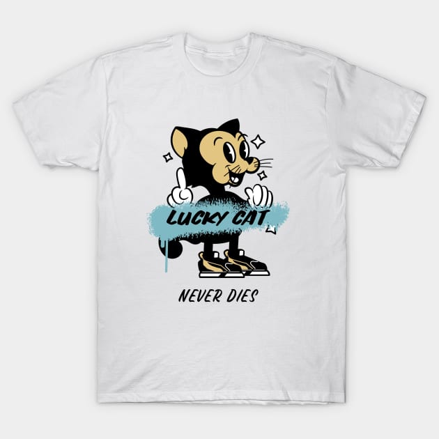 Lucky Cat Never Dies T-Shirt by Stevie26